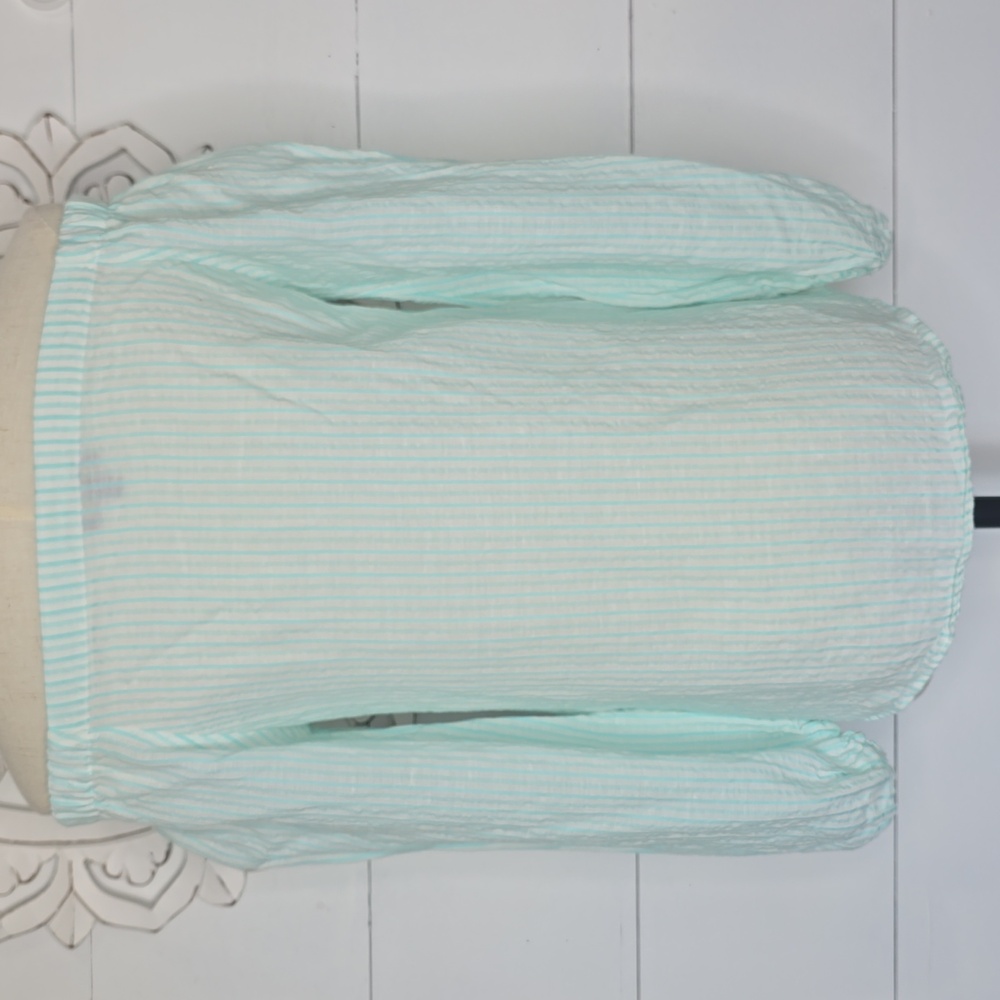 Massimo Dutti Cyan Off-the-Shoulder Linen Top Size 4 - Picture 5 of 8